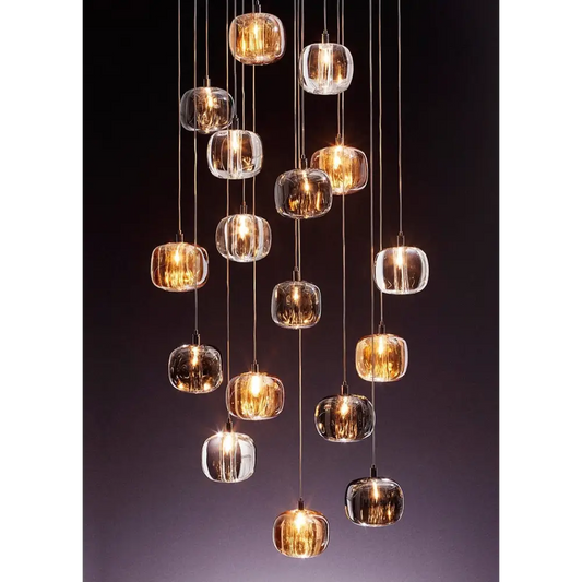 Crystal Staircase Hanging Pendant Lamp for Living Dining - 18 Lights / Warm light