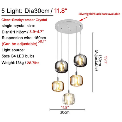 Crystal Staircase Hanging Pendant Lamp for Living Dining - Lighting