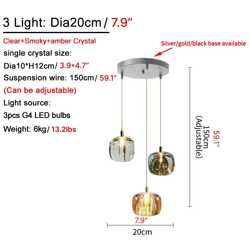 Crystal Staircase Hanging Pendant Lamp for Living Dining - Lighting