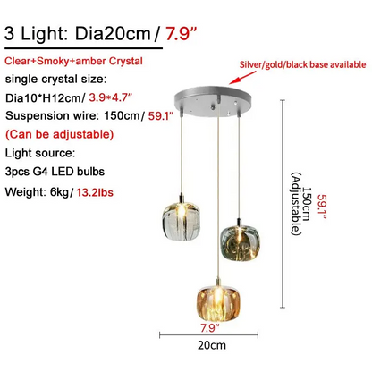 Crystal Staircase Hanging Pendant Lamp for Living Dining - Lighting