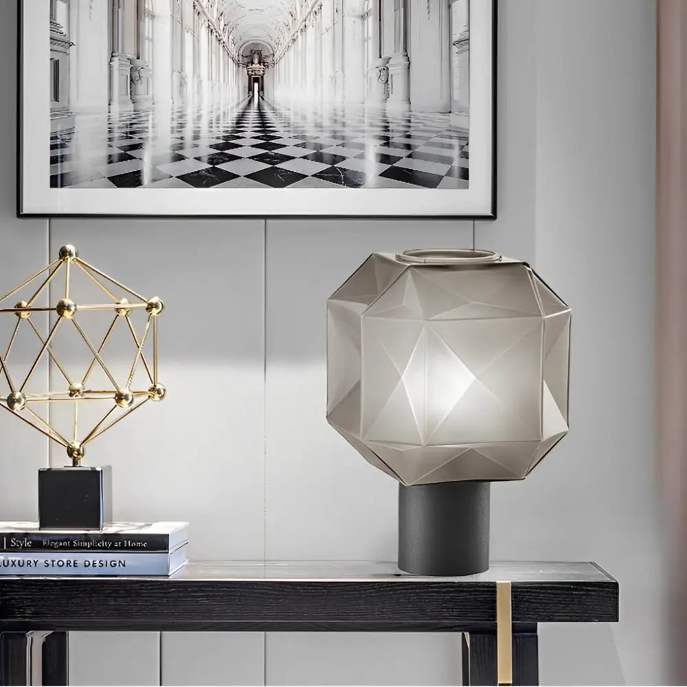 Cubo Table Lamp with Smoke Gray Glass Shade - Lighting > & Floor Lamps lamps