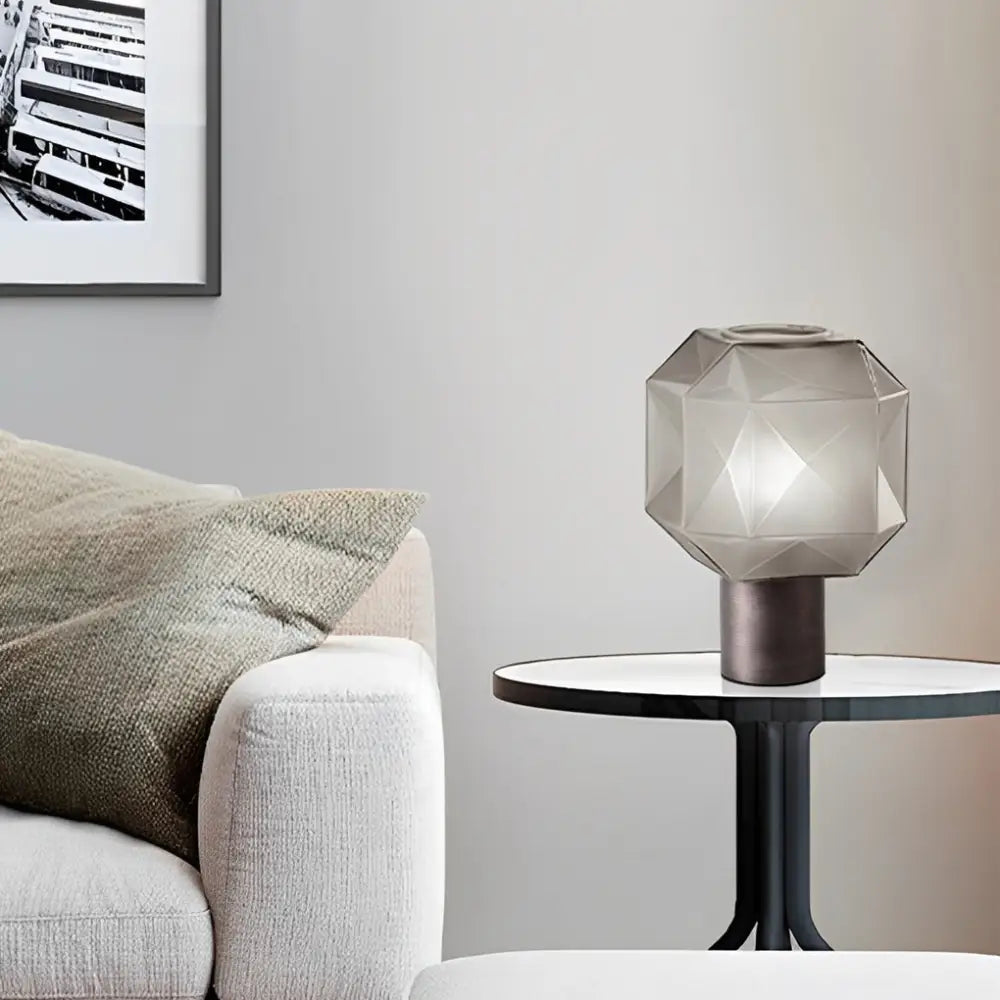 Cubo Table Lamp with Smoke Gray Glass Shade - Lighting > & Floor Lamps lamps