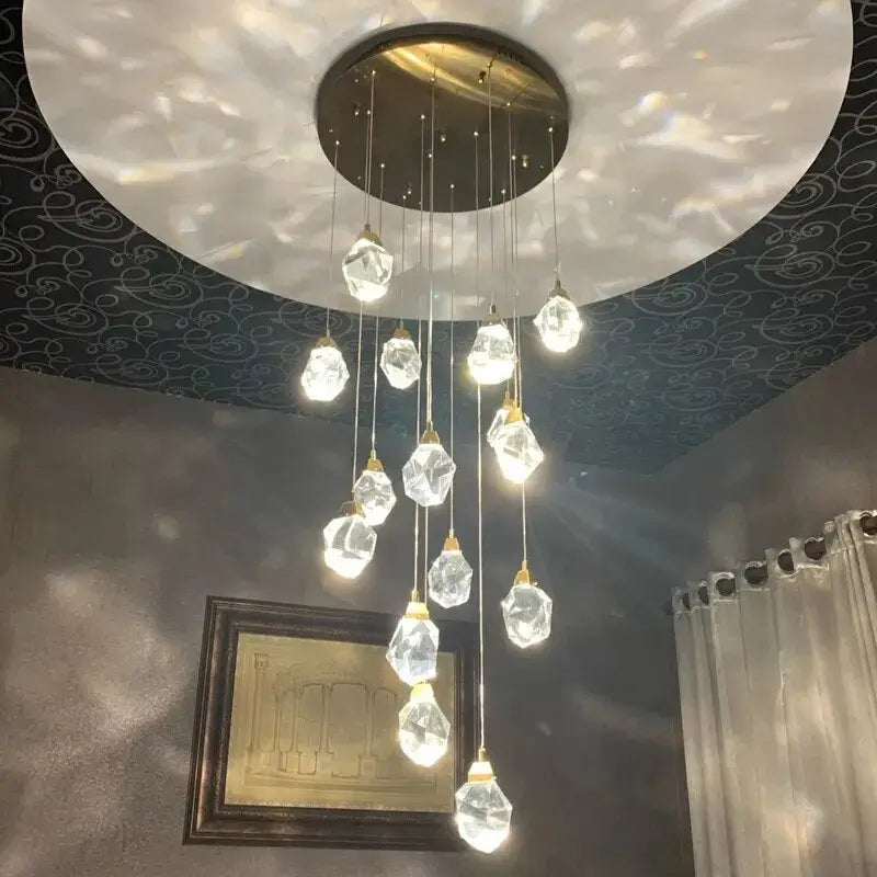 Diamond Crystal Ball Chandelier for Staircase Living Room