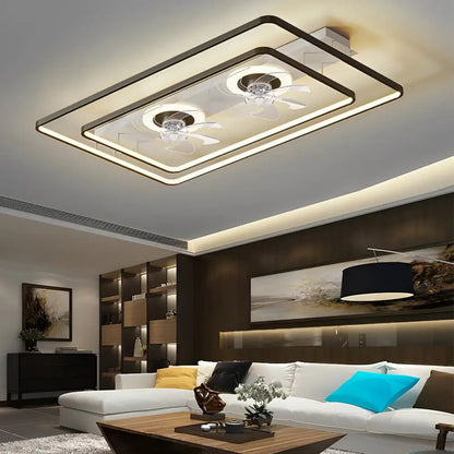 Dual Fan Nordic Bladeless Ceiling LED Light - 35’’x24’’x5’’/88.90cm X 60.96cm