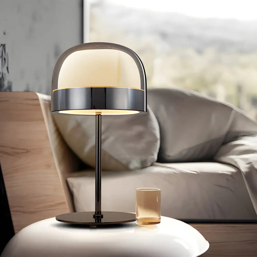 Equatore Glass Shade Table Lamp with Integrated LED - Black Lighting > & Floor Lamps Desk