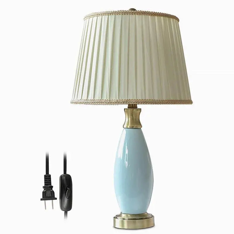 Farmhouse Light Blue Ceramic Table Lamp - Lighting > & Floor Lamps