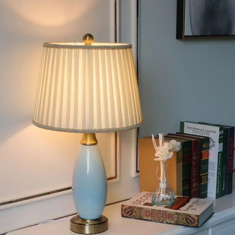 Farmhouse Light Blue Ceramic Table Lamp - Lighting > & Floor Lamps