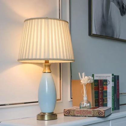 Farmhouse Light Blue Ceramic Table Lamp - Remote Control Lighting > & Floor Lamps