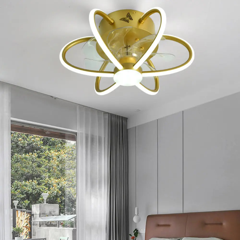 Flower Intelligent Dimmable LED Ceiling Fan Light - Lighting > lights Fans