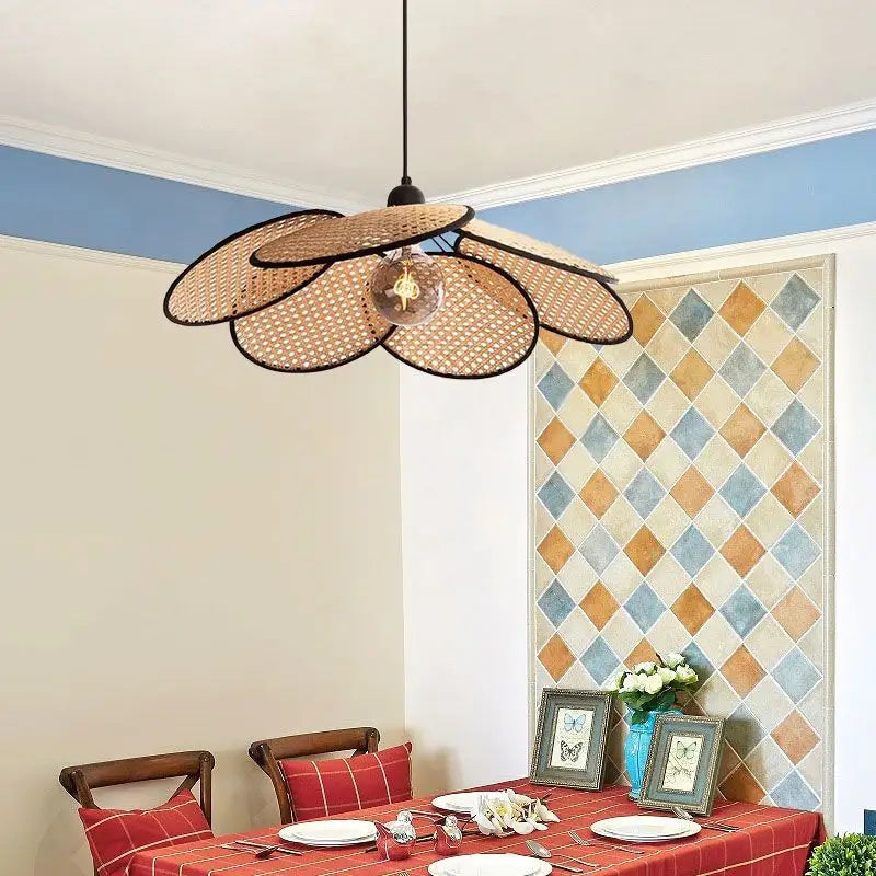 French Rattan Pendant Light for Dining Bedroom - Lighting