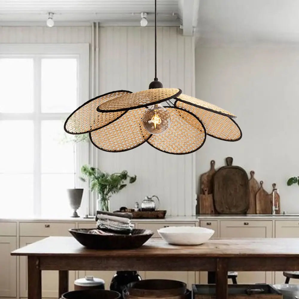 French Rattan Pendant Light for Dining Bedroom - Lighting