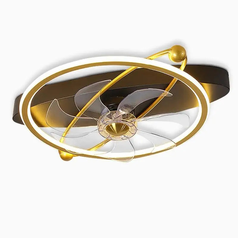 Gold Flush Mount Industrial Ceiling Fan with Remote - Lighting > lights Fans