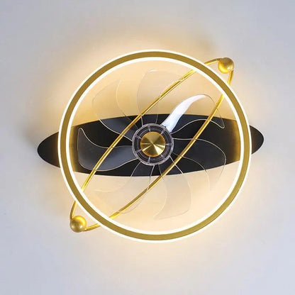 Gold Flush Mount Industrial Ceiling Fan with Remote - Lighting > lights Fans