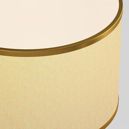 Gold Geometric Base Drum Linen Shade Table Lamp - Lighting > & Floor Lamps