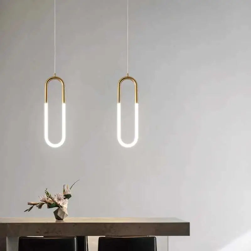 Gold or White Paper Clip Pendant Light - Lighting