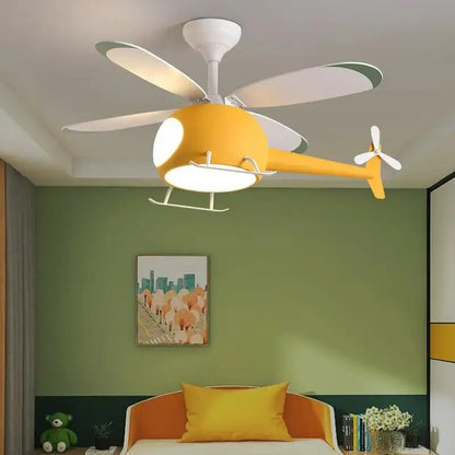 Helicopter Ceiling Fan with Light for Children’s Bedroom - Fans