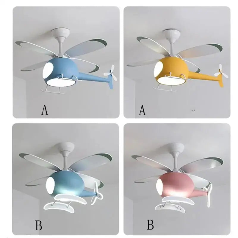 Helicopter Ceiling Fan with Light for Children’s Bedroom - Fans