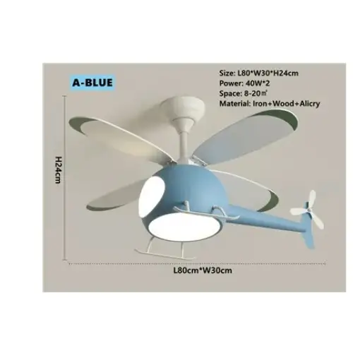 Helicopter Ceiling Fan with Light for Children’s Bedroom - A / 110V - Fans