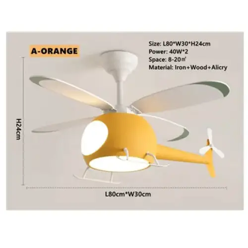 Helicopter Ceiling Fan with Light for Children’s Bedroom - C / 110V - Fans