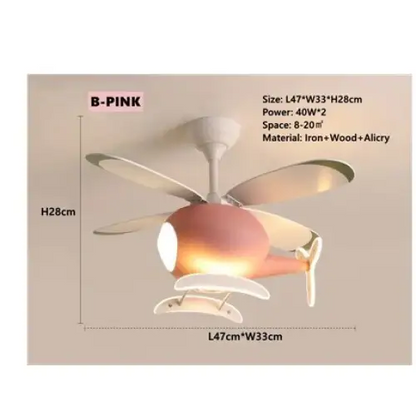 Helicopter Ceiling Fan with Light for Children’s Bedroom - E / 110V - Fans