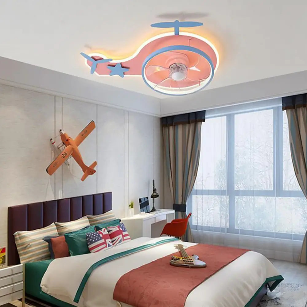 Helicopter Shaped Kids Ceiling Fan with Light - Lighting > lights Fans