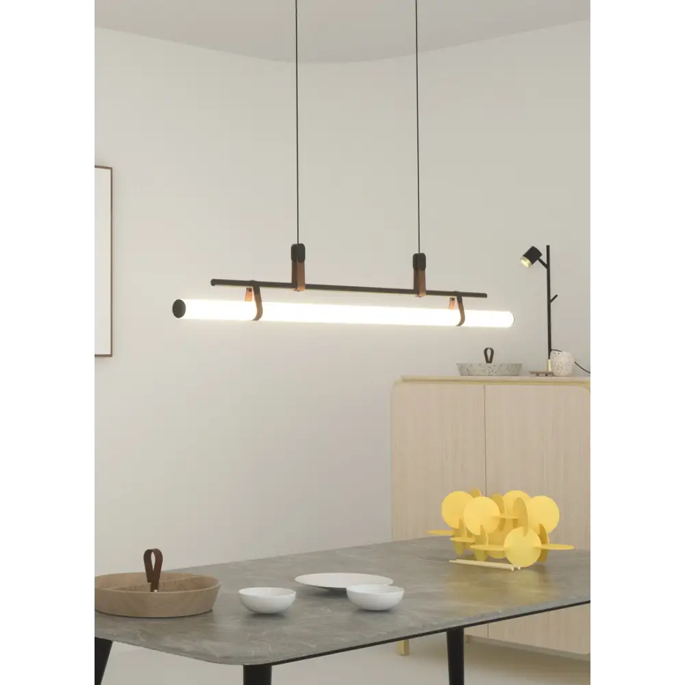 Horizontal LED Bars: Modern & Sleek Pendant Lighting - Black 115cm / 3 Colors Switchable