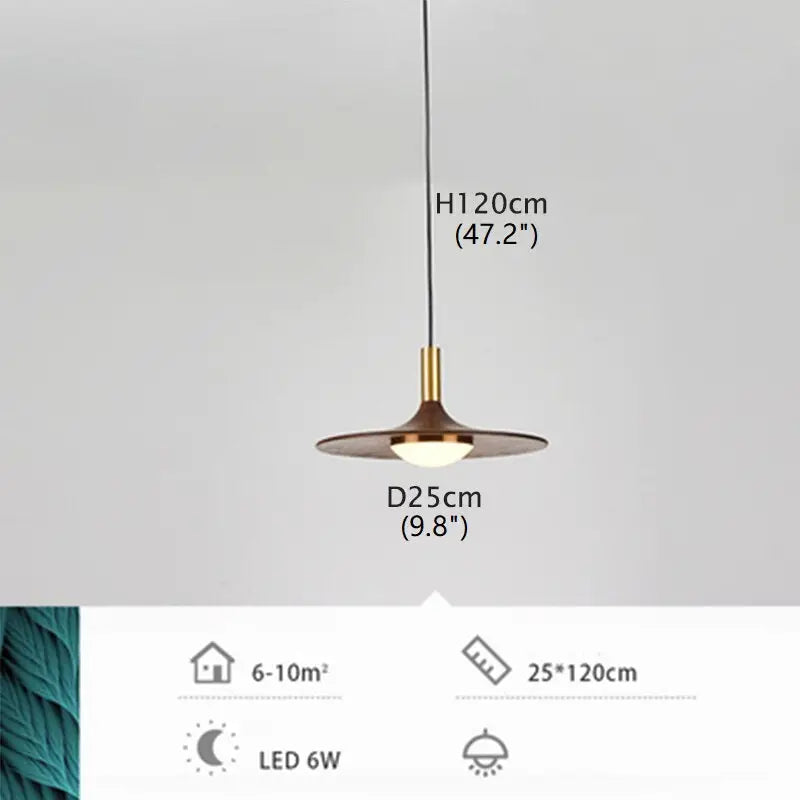 Industrial Walnut Wood Pendant Light for Dining Bar Restaurant - 1 head / Dia9.8*H47.2’