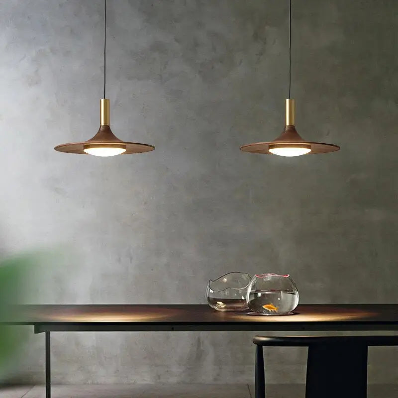 Industrial Walnut Wood Pendant Light for Dining Bar Restaurant - Lighting