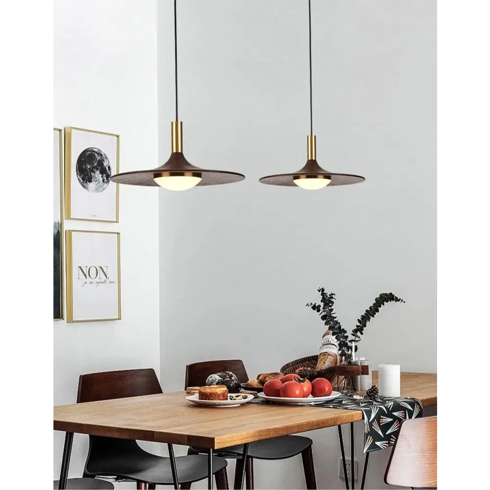 Industrial Walnut Wood Pendant Light for Dining Bar Restaurant - Lighting