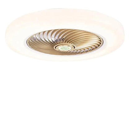 Large Round Flush Mount Bladeless Ceiling Fan With Light - Lighting > lights Fans