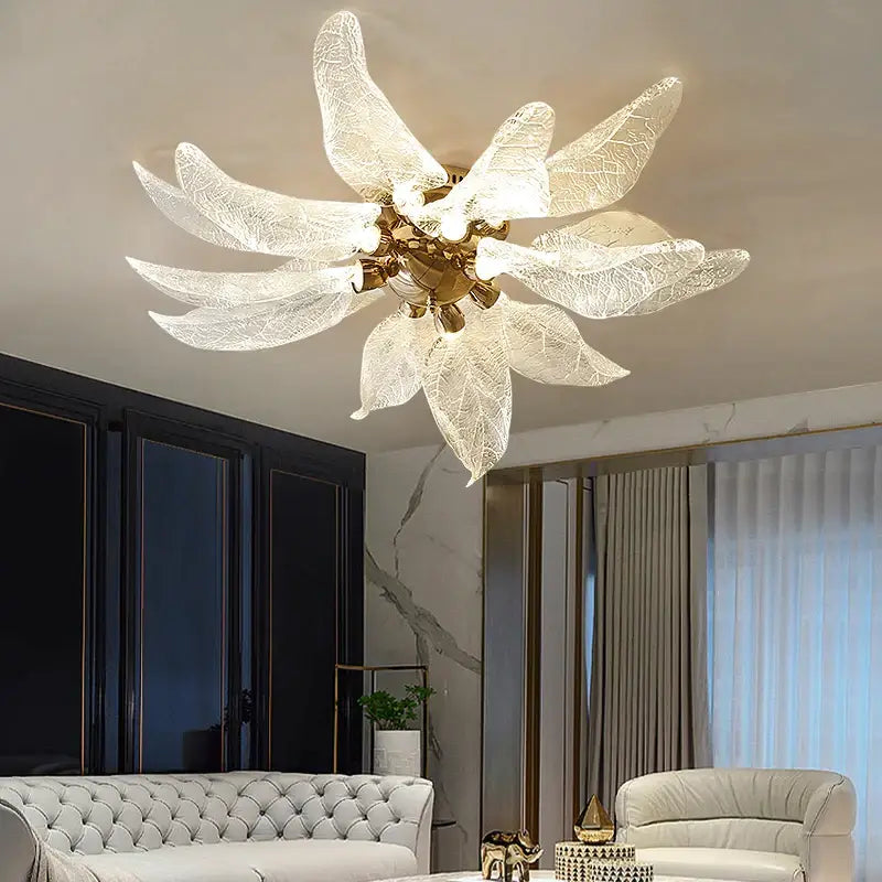 Leaf Ceiling Chandelier: Luxury Lighting for Living Bedroom - Chandelier