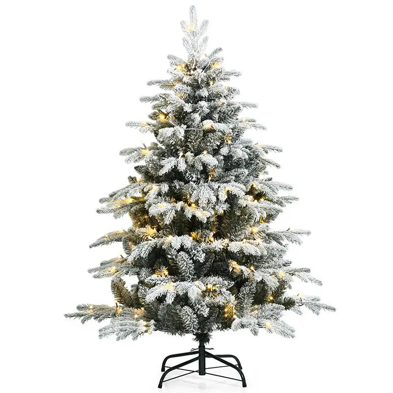 LED-Lit Snow Flocked Hinged Artificial Christmas Tree - Home & Garden > Decor Seasonal