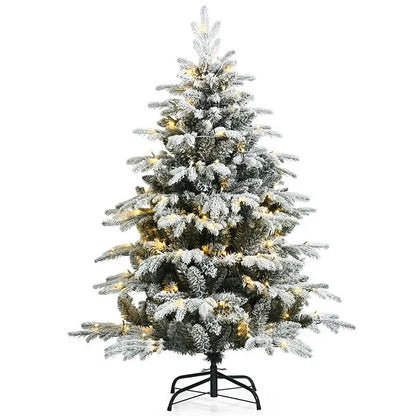 LED-Lit Snow Flocked Hinged Artificial Christmas Tree - Home & Garden > Decor Seasonal