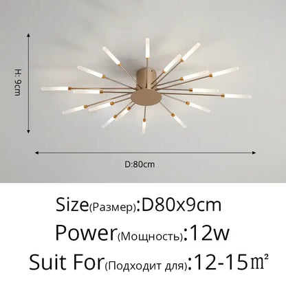 LED Nordic Fireworks Ceiling Chandelier for Living Room - A Gold 18 heads / Neutral light