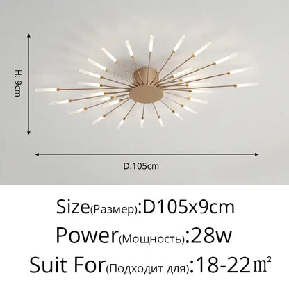 LED Nordic Fireworks Ceiling Chandelier for Living Room - A Gold 28 heads / Neutral light