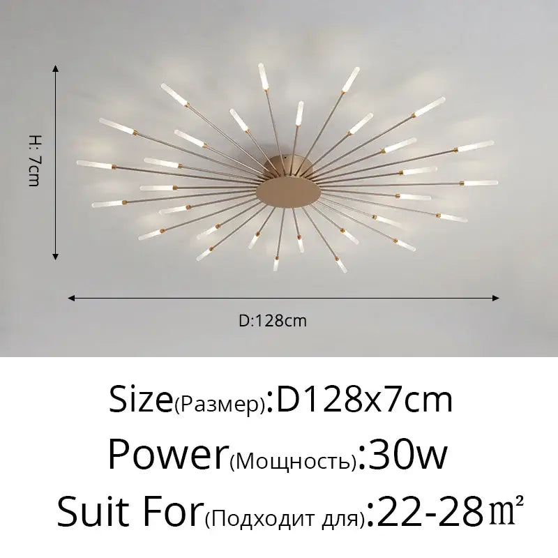 LED Nordic Fireworks Ceiling Chandelier for Living Room - A Gold 30 heads / Neutral light