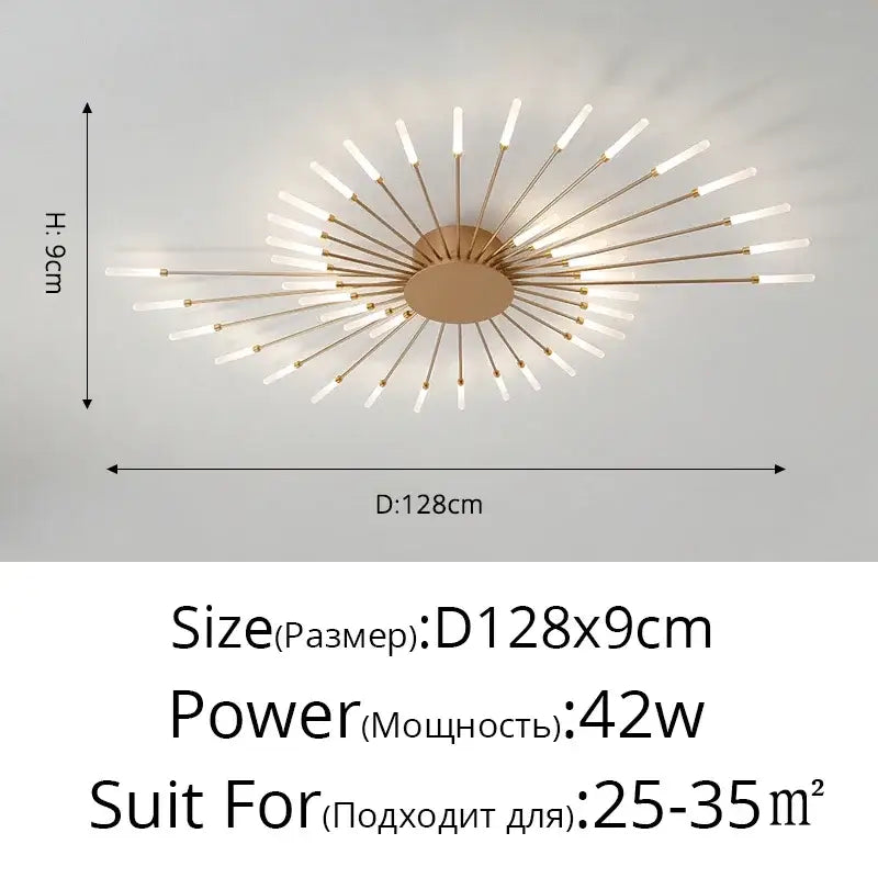 LED Nordic Fireworks Ceiling Chandelier for Living Room - A Gold 42 heads / Neutral light