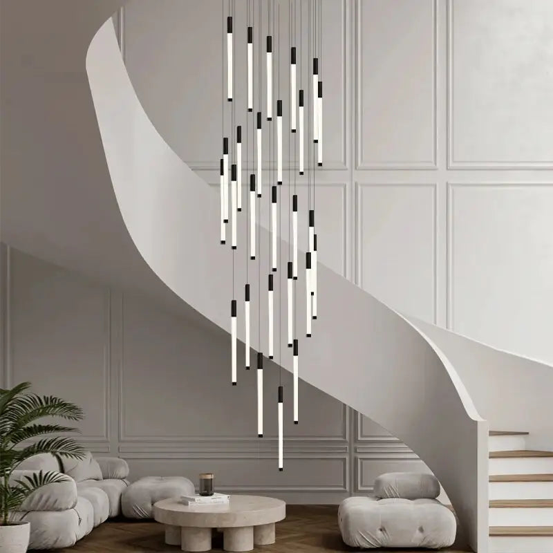 Long Led Strip Spiral Chandelier for Staircase,Lobby,Foyer