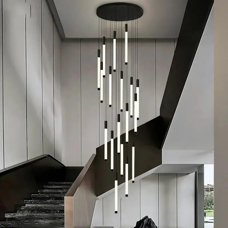 Long Led Strip Spiral Chandelier for Staircase,Lobby,Foyer