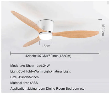 Low Floor Ceiling Fan with Light for Living Dining Bedroom - Fans