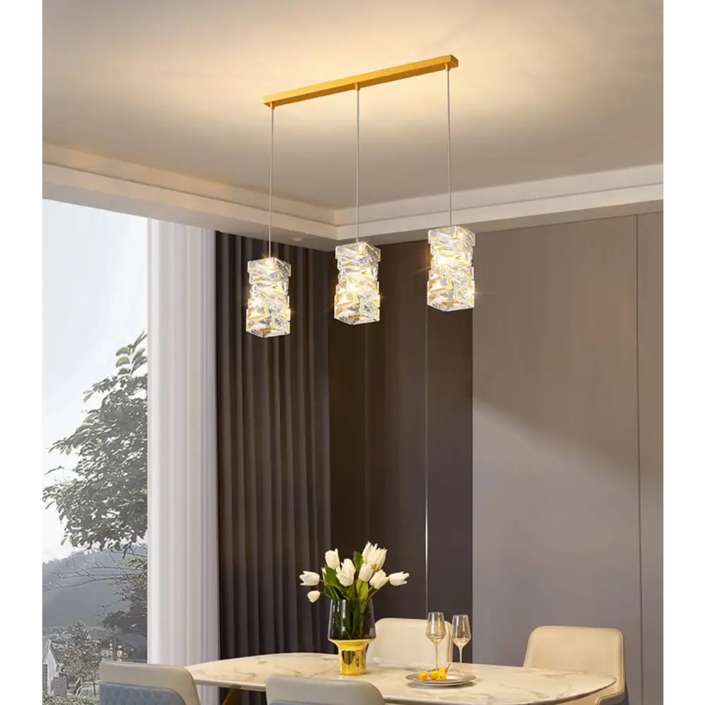 Luxury Art Deco Copper Crystal Pendant Light for Dining - Lighting