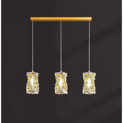 Luxury Art Deco Copper Crystal Pendant Light for Dining - A - Lighting