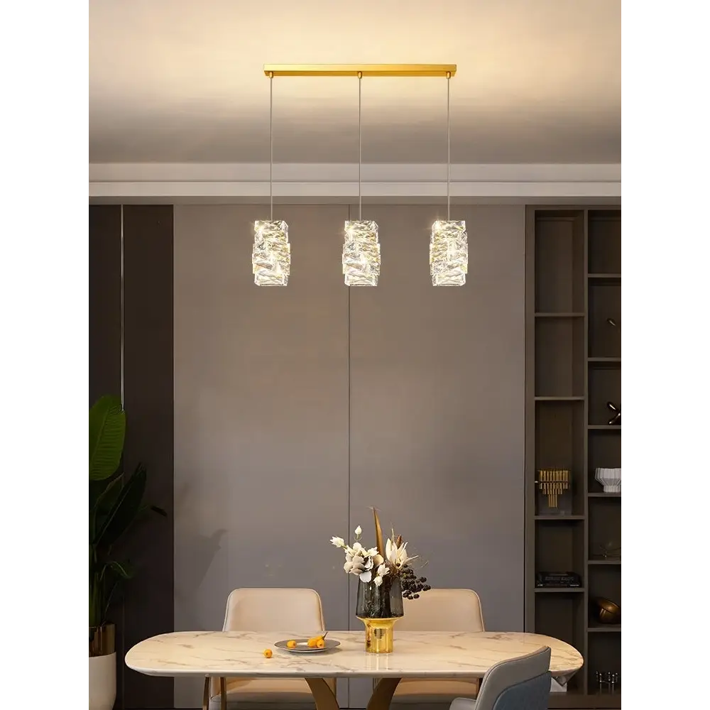 Luxury Art Deco Copper Crystal Pendant Light for Dining - Lighting