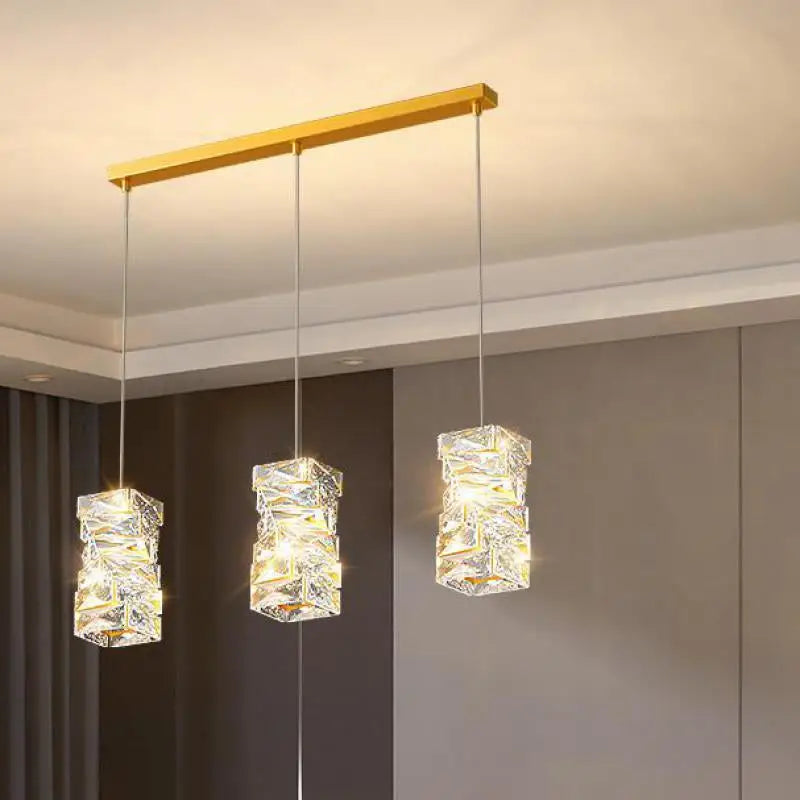 Luxury Art Deco Copper Crystal Pendant Light for Dining - Lighting