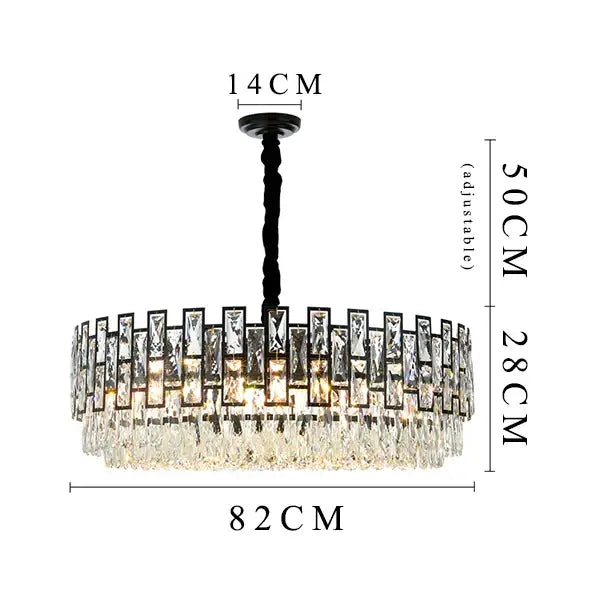 Luxury Black Round Crystal Chandelier for Living Bedroom - Dia82cm / NOT dimmable Warm