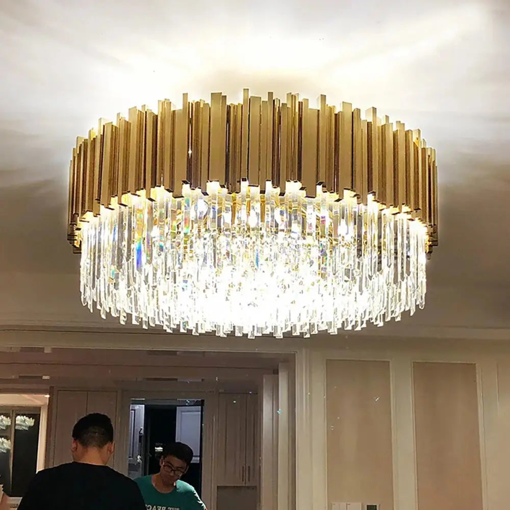 Luxury Ceiling Crystal Round Chandelier for Living Bedroom Dining