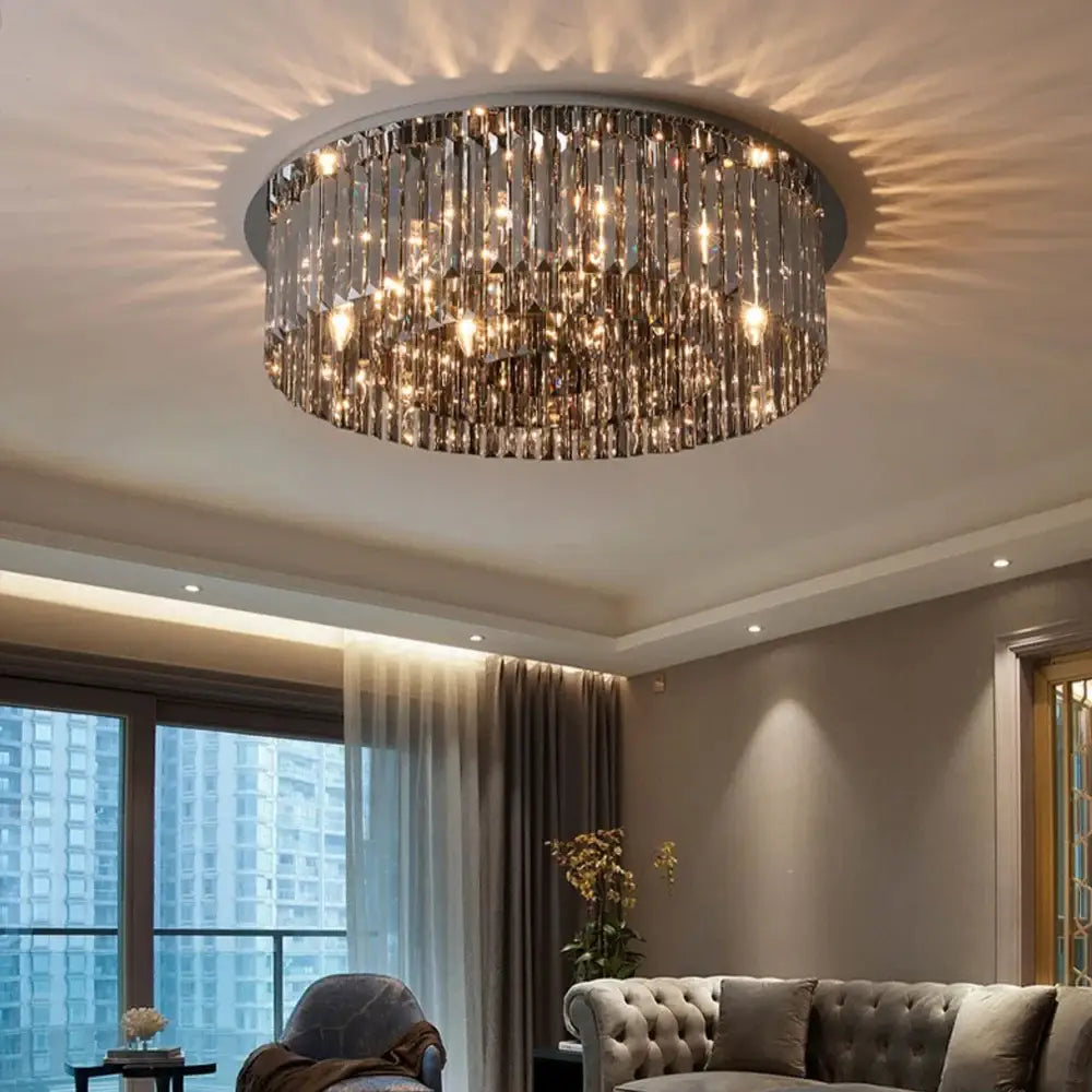 Luxury Ceiling Smoky Crystal Chandelier for Living Bedroom