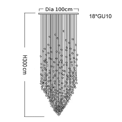 Luxury Clear Stone Crystal Chandelier for Staircase Hallway - Dia100xH300cm / NON dimm