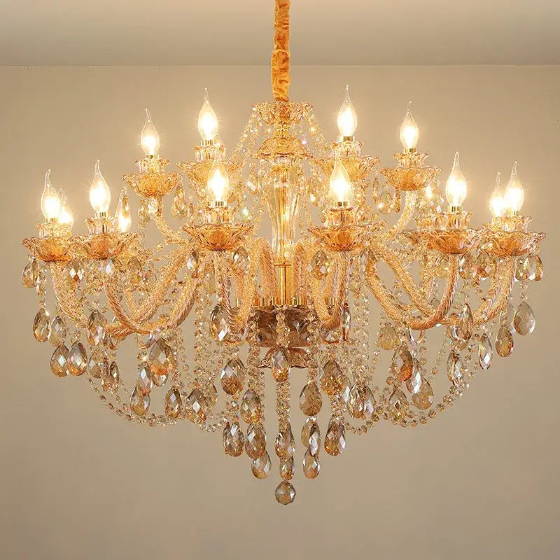Luxury Crystal Candle Chandelier for Living Bedroom - amber / 6 heads / White light