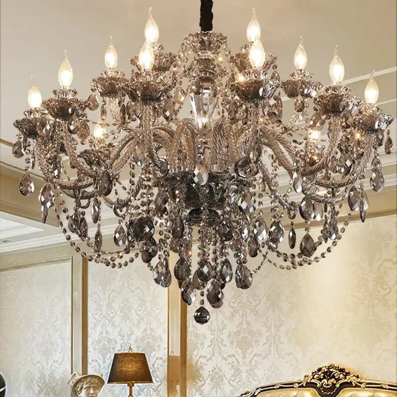 Luxury Crystal Candle Chandelier for Living Bedroom - soot / 6 heads / White light - Home